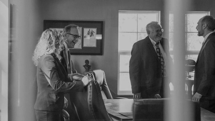 car-accident-lawyer-missouri The car accident lawyers at Allen, Nelson, and Wilson gather in the conference room